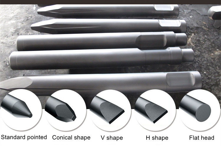 Excavator Parts Hydraulic Rock Hammer Breaker Blunt Chisel 68mm Hydraulic Breaker Chisels Tool Of Wedge Type 135mm 140mm
