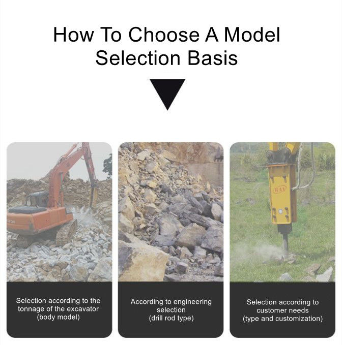 Excavator Building Concrete Demolition Of Rock Hammer Breaker Demolition Drillbit Hyundai Hydraulic Hammer