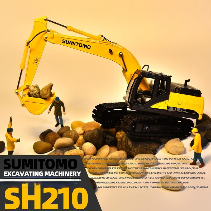 1 50 Scale Alloy Diecast Model SH210-6 Excavator Collectible Miniature Toy for Display