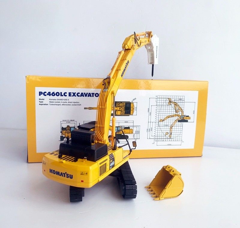 Komatsu PC460LC-8 1/50 Diecast Alloy Excavator Model with Hydraulic Breaker Collectible