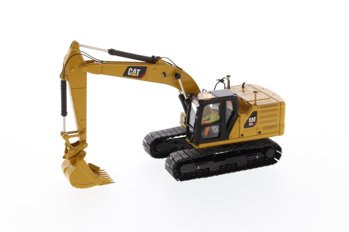 DM 1:50 CAT 323 With Work Tools Die-cast Excavator Engineering Vehicle Model 85657
