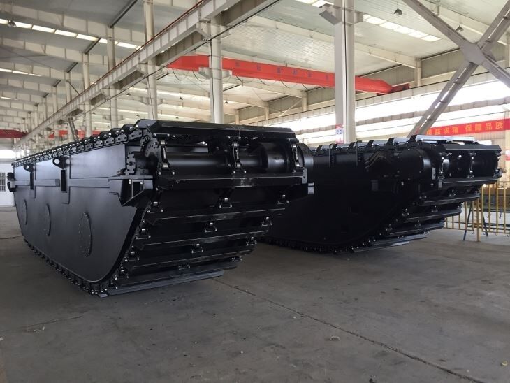 Custom Built Amphibious Excavator Pontoon Float for River Lake Swamp Dredging Buggy Undercarriage Supplier