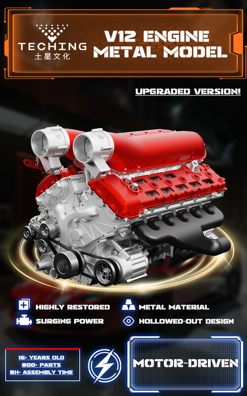 V12 Twelve Cylinder Engine Model, All Metal Assembled And Assembled, Can Start Mini Engine Toy